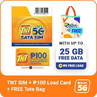 TNT 5G SIM Bundle (P100 Promo Load Card w/ FREE 5 Load) with Free TNT Tote Bag